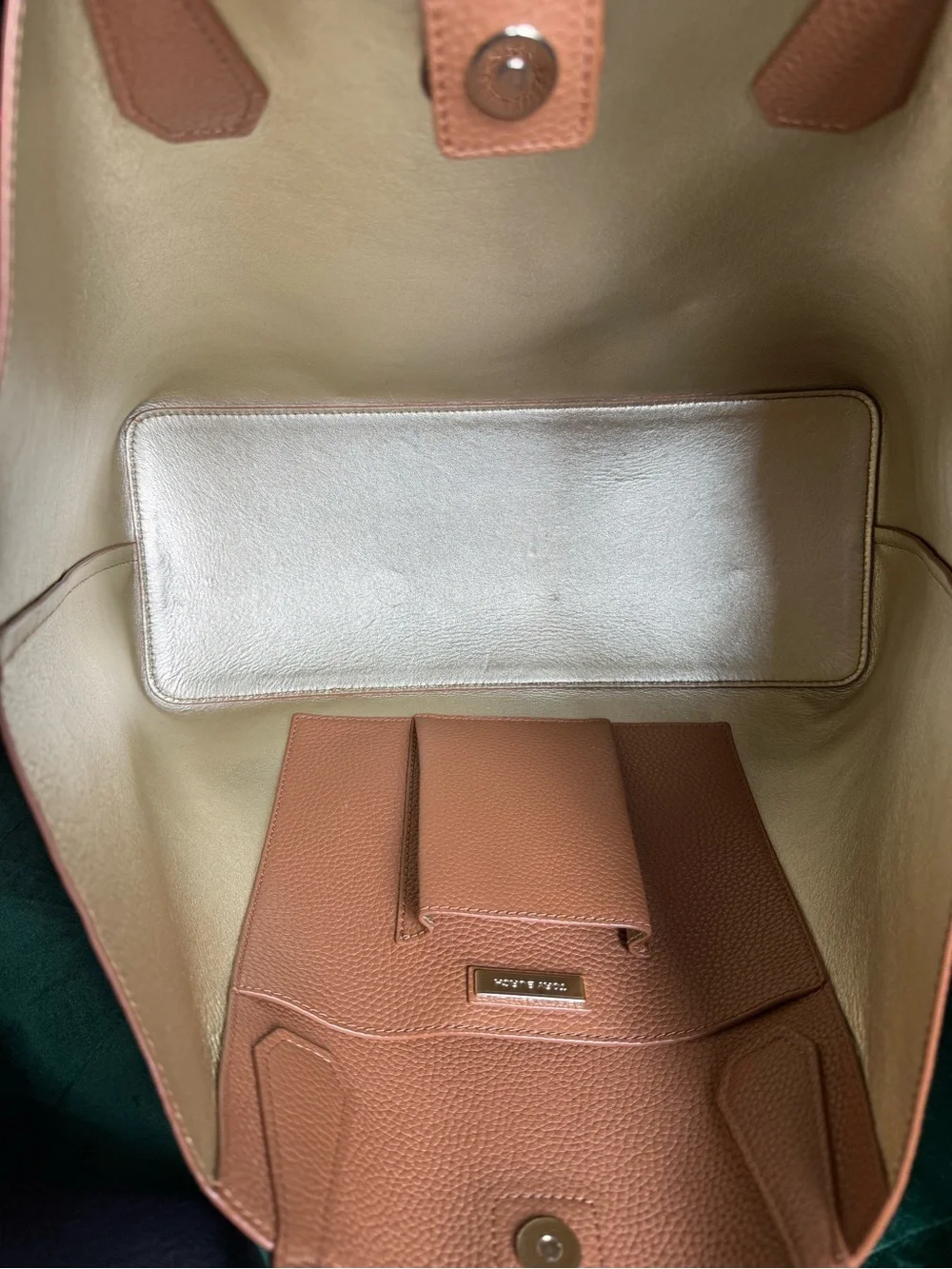 Tory Burch Perry Tote in Bark/Gold Interior Pebbled Leather EUC